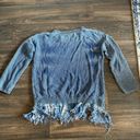 Vintage Havana  Oversized Blue Sweatshirt with plaid embellishments Photo 3