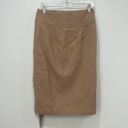 J. McLaughlin  Womens Ines Skirt 6 Wool Tan Pencil Wrap Fringe Lined Knee Modest Photo 6