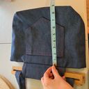 None Handmade Blue Cotton Denim Cottage Western Wooden Handle Shoulder Bag Photo 12