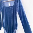 Old Navy NEW  Blue Velvet Long Sleeve Bodysuit sz Large Snap Closure Square Neck Photo 3