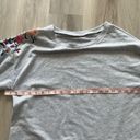 a.n.a  L Gray Floral Embroidered Shoulders Crew Neck Sweater Photo 2