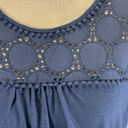 North Crest  Scoop Neck Eyelet Navy Blue Blouse Top Size XL NWT Photo 2