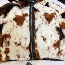 Slate + Willow  Cow Print Faux Fur Jacket Brown White Zip Up Oversized sz Medium Photo 8