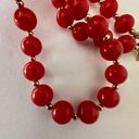 Monet  vintage  Red beaded and gold tone beaded necklace Photo 3