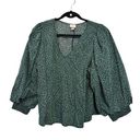 A New Day  green and black puff sleeved blouse XXL Photo 0