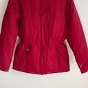 Ralph Lauren LAUREN  Red Down Fill Faux Fur Hood Cinch Waist Puffer Winter Jacket Photo 2