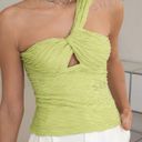 SheIn Green One Shoulder Ruched Top Photo 0