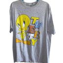 Looney Tunes  Gray Graphic Tweety Bird Tee Shirt Short Sleeve Photo 0