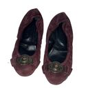 Burberry Maroon Suede Medallion Ballet Flats Photo 1