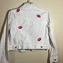 Forever 21  white denim jacket womens Small pre-owned embroidered lips Photo 1