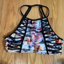 Kenneth Cole  Swim Top M Floral Geometric Halter Strappy Photo 0