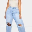 Pretty Little Thing  Women's Light Blue Boyfriend Distressed Jeans Sz 10 Photo 0