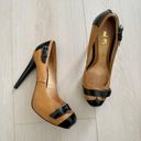 L.A.M.B. Platform Pumps Black Buckle Toe Heels Photo 0