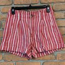 American Eagle  Women's Striped‎ Paperbag High Waisted Shorts Red White - Size 2 Photo 0