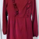 AX Paris  Women's High Neck Long Sleeve Ruffle Dress Bricks Red Size 6 NWT P1-114 Photo 2