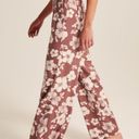 Abercrombie & Fitch Abercrombie Red Floral Linen Wide Leg Pants Photo 4