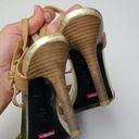 Isaac Mizrahi  Isbelle Gold and Tan High Heel Sandals Size 9.5 Photo 2