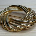 Twisted Gold Tone Round  Rope Knot Brooch Photo 1