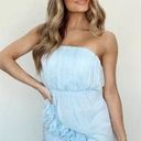 idem Ditto  Baby Blue Ruched Frilled Hem Strapless Mini Dress Sz S NEW Photo 0