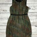 Oleg Cassini  multicolor tweed sleeveless shift dress fringe size 10 Photo 0