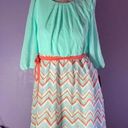 Iz Byer  Girl  Women's Mint Green Dress W/Chevron Pattern Size 16 Photo 0