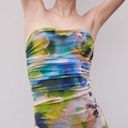 ZARA Strapless Watercolor Dress Photo 4