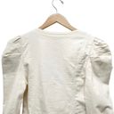 Bohme  Micah Corset Top Puff Sleeve Lace Up Denim Blouse Ivory Cream Size Small Photo 5