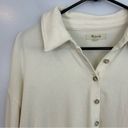 Madewell  Ivory Long Sleeve Half Zip Collared Soft Blouse Size Large Photo 2