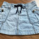 DKNY Vintage  Jeans Light-Washed Denim Drawstring Mini Skirt Photo 3