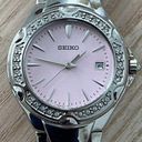 Seiko  Ladies Watch Crystal Embellishments Pink Dial Stainless Bracelet Date Photo 0