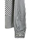 Jones New York  Black White Diagonal Striped V-neck Long Sleeve Office Top PL Photo 3