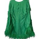 Alexis  Gracelle Feather Trim Mini Dress in Emerald Sz M Photo 2