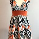 Bebe  NWT Orange Black & White Patterned Retro Ikat Strappy Dress Photo 4