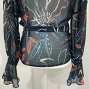 Stylestalker Floral Print Sheer Chiffon Bell Sleeve Wrap Blouse Navy Size Small Photo 10