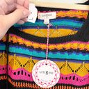 Umgee  Women's Multicolor Square Neck Crochet Knitted Pullover Sweater Large NWT Photo 9