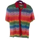 BP  Be Proud Women's Button Down Shirt Lace Top Floral Ombre Rainbow Small Photo 4