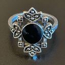 Onyx Vintage  stone silver plated ring size 7 Photo 0
