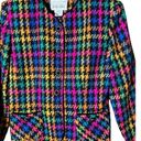 Houndstooth VTG 90s Dani Max  Blazer Jacket Womens Sz 12 Multicolor Preppy Career Photo 1