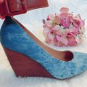 mix no. 6 Blue Denim/Brown Ankle Strap Wedges! Photo 4