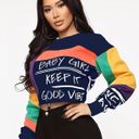 Fashion Color Block Letter Print Sweatshirt Women's Autumn Winter O-Neck Long Sl Photo 1