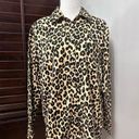 Nordstrom  Womens Button Up Shirt Beige Leopard Animal Print 100% Cotton L New Photo 0