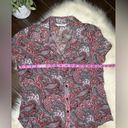 St. John  Knits Russian Red Multi Paisley Print Blouse Photo 5