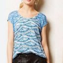 Akemi + Kin Anthropologie Akemi Kin Meuse Mixed Print Blue Abstract Short Sleeve Flowy Top Photo 0