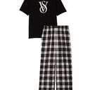 Victoria's Secret  Women's Black and pink T-Shirt & Plaid Pajama Shorts Set L Photo 0