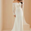 JJ's House Trumpet/Mermaid Off the Shoulder Court Train Chiffon Lace Wedding Dress BNWT Photo 0