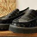 Donald Pliner Hope Crocodile Embossed Patent Leather Lug Sole Platform Loafers Photo 1