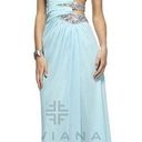 Faviana NWT NEW  7304 blue strapless cutout beaded prom dress Photo 1