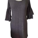 Moa Moa Ruffle Flare Bell Sleeve Dress Tunic Heather Brown Black Soft Size Small Photo 0