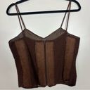 Wet Seal Leather Open Knit Crop Tank Top Large Western Boho Y2K 90s Brown Fairy Photo 4