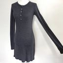 LA Made New  Striped Ribbed Knit Long Sleeve Henley Mini Dress Navy Grey Photo 9